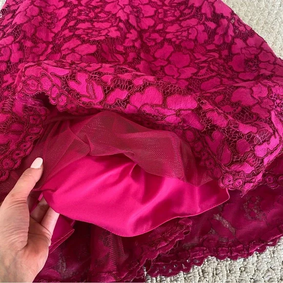 Rickie Freeman for Teri jon Fuchsia lace tulle Midi Dress size 2 - Picture 10 of 10